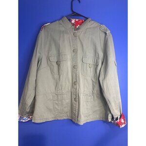 Khakis International Women’s 1X Blazer Jacket Cottagecore Preppy Floral trim